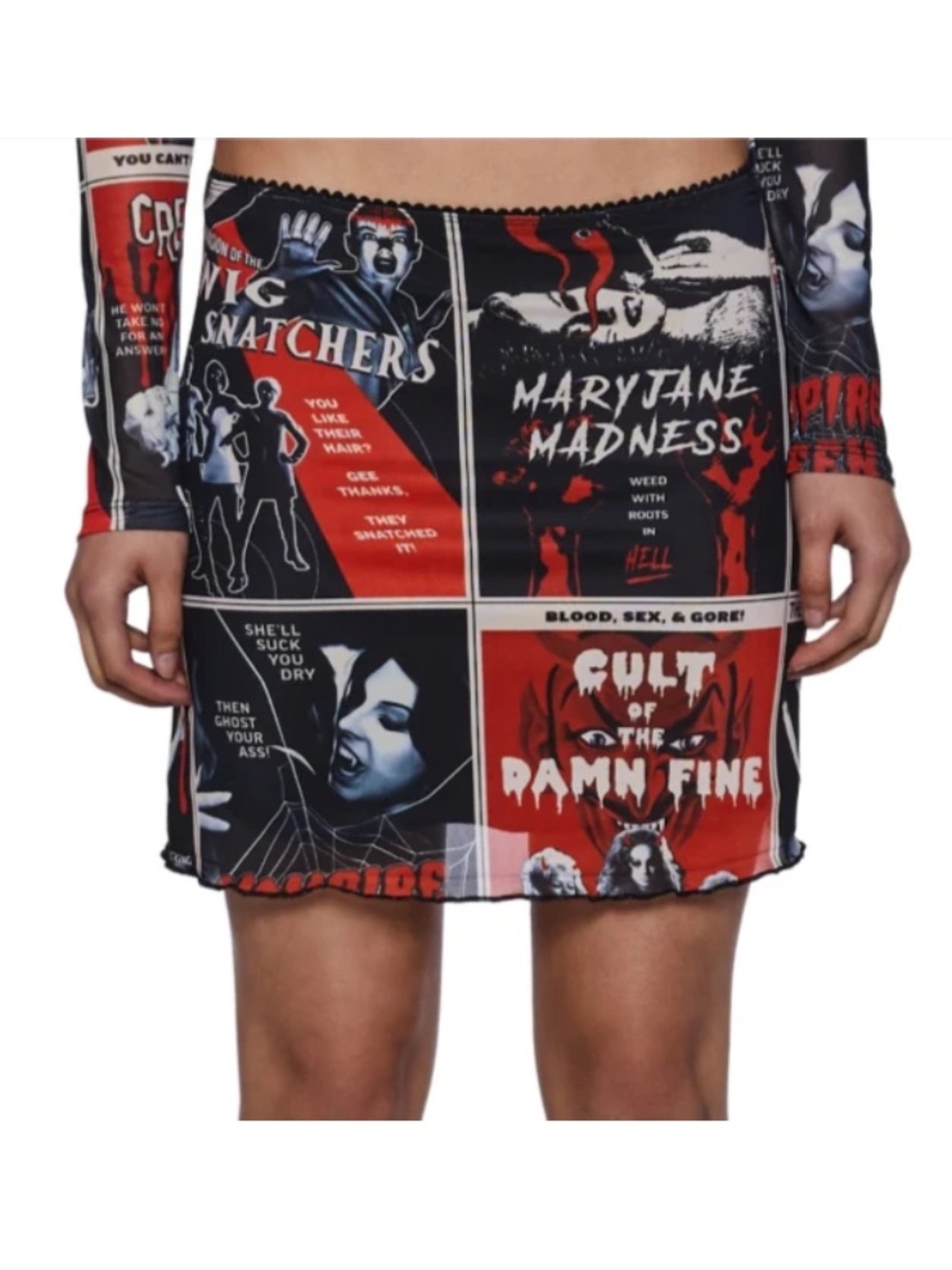 Dolls Kill Skirt Womens 2X Fears On Film Mesh Horror Halloween Goth Punk Trickz
